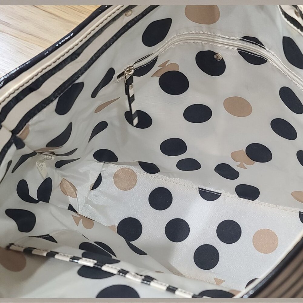 Kate Spade Penn Valley Cream & Brown Stripe Shopper Tote | Classic & Spacious - Picture 8 of 9